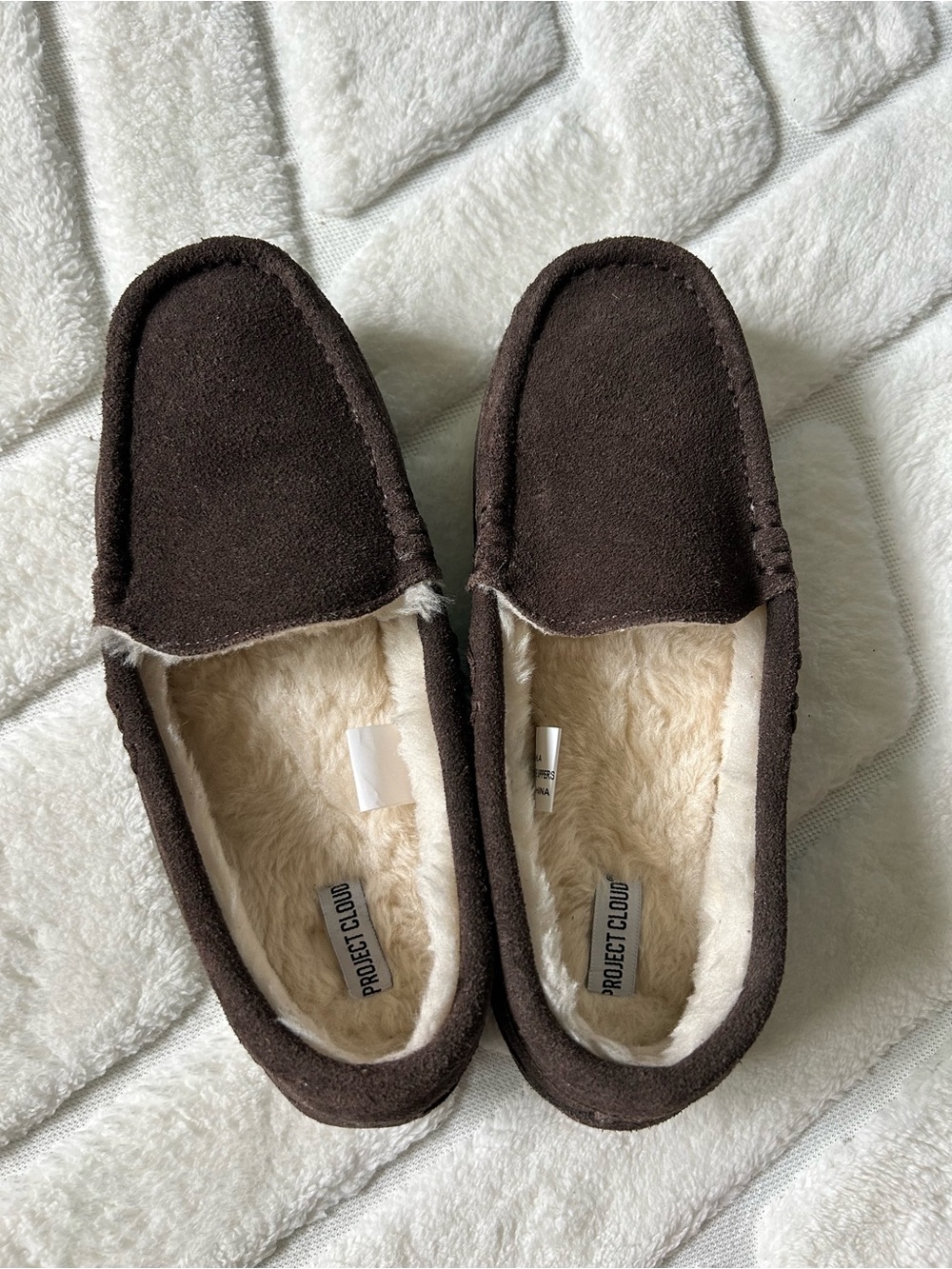 Project Cloud “Cathi Women’s Genuine Suede Moccasin Slippers in Dark Brown